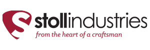 Logo of Stoll Industries with a bold red “S” emblem and the tagline “from the heart of a craftsman” beneath modern black and red text.